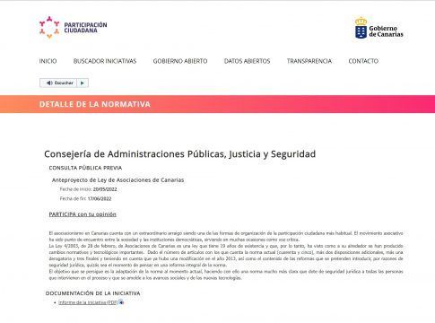El Gobierno pretende modificar la Ley de Asociaciones de Canarias para dotarlas de mayor seguridad jurídica