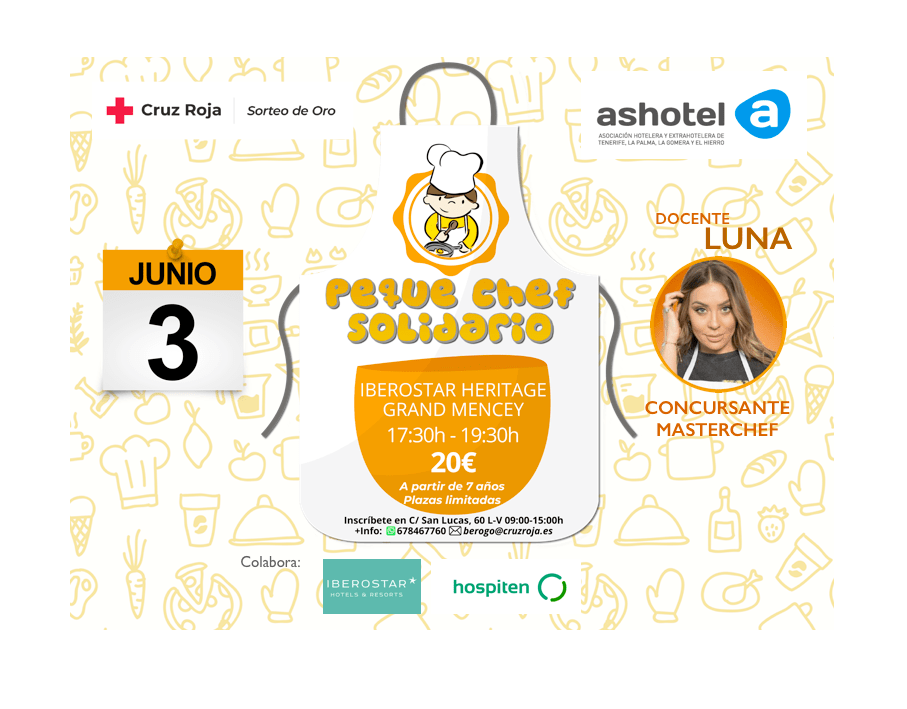 Ashotel retoma tras la pandemia su colaboración con Cruz Roja en ‘Peque Chef Solidario’, este año con Luna Zacharias