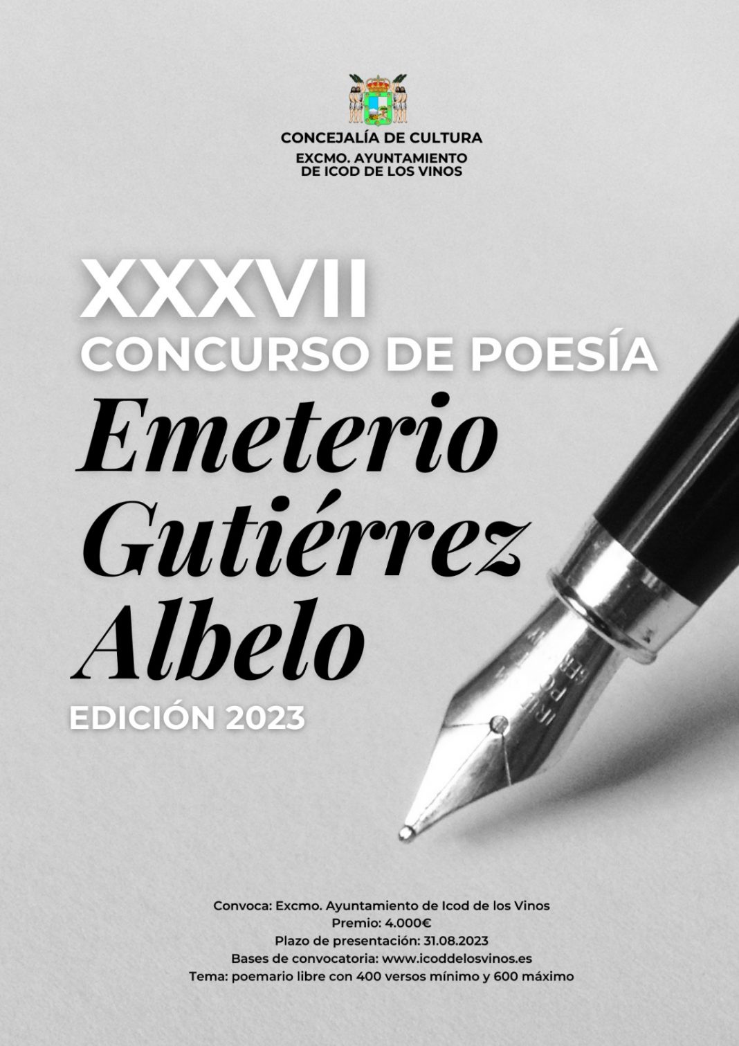 Convocada la XXXVII edición del Premio de Poesía Emeterio Gutiérrez Albelo