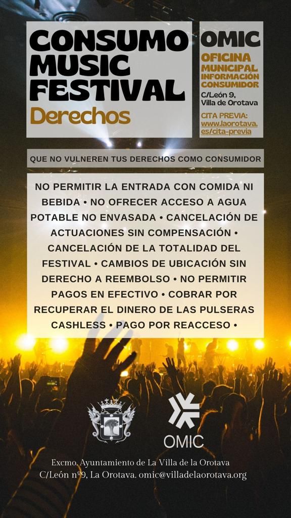 La Omic de La Orotava informa de los derechos al asistir a festivales de música