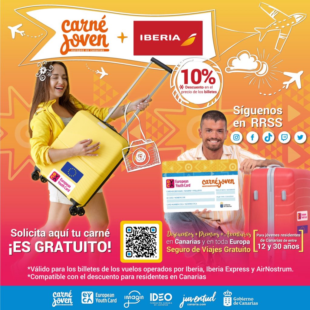 Juventud e Iberia colaboran para ofrecer descuentos a la juventud canaria en sus desplazamientos 