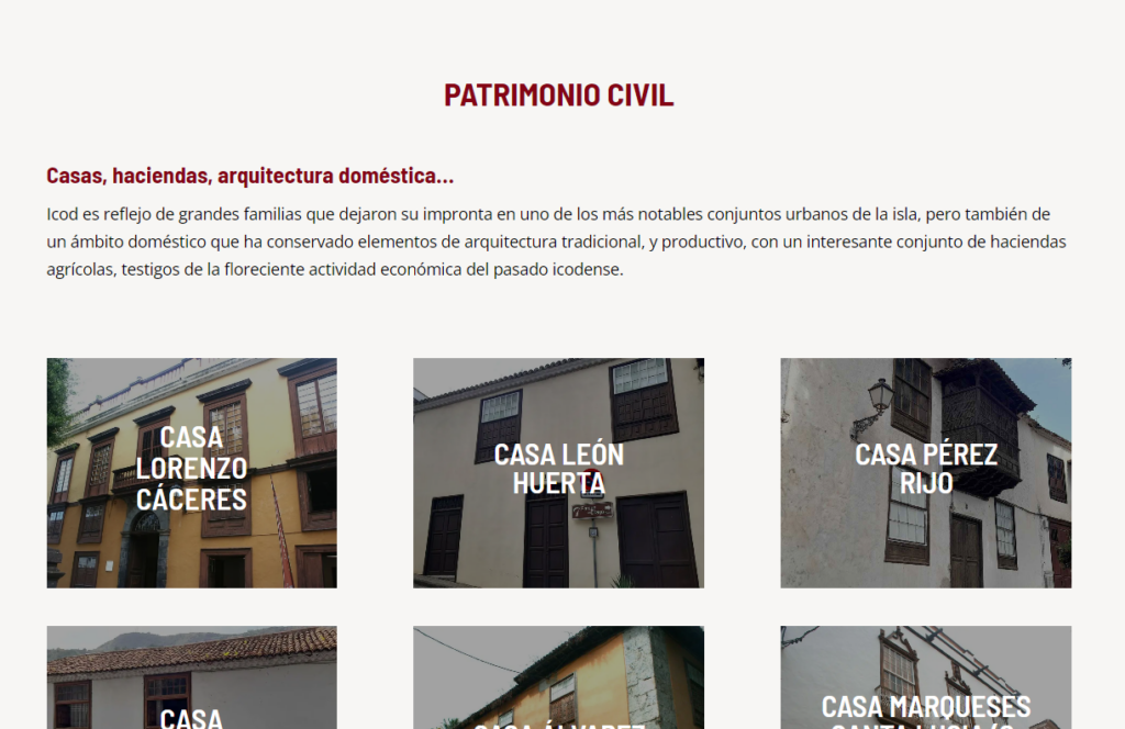 La web municipal se actualiza con 49 fichas sobre el patrimonio de Icod de los Vinos