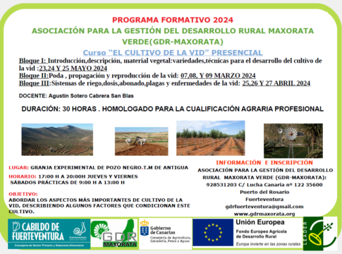 Cabildo y GDR Maxorata forman a los profesionales del sector primario en cultivo de vid y nuevas plantaciones