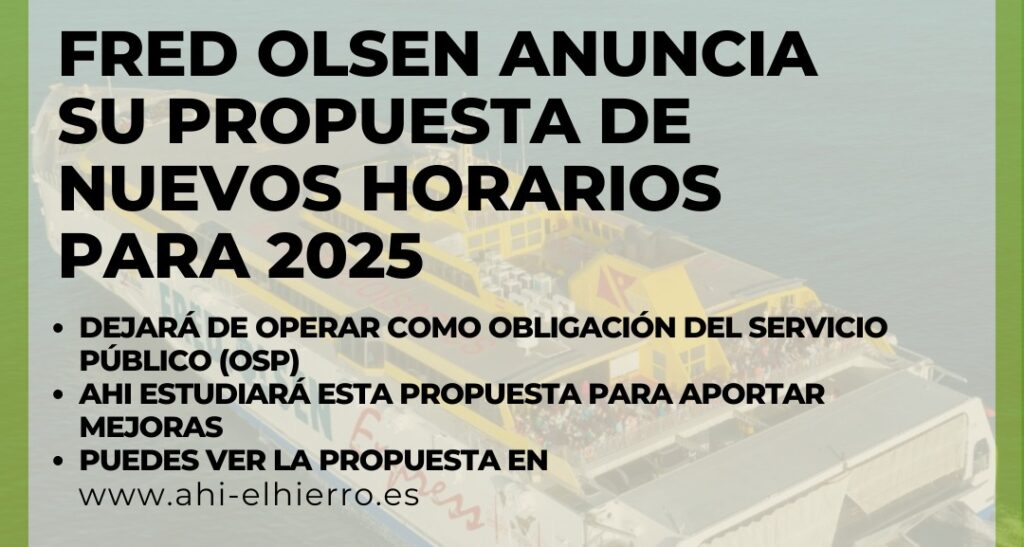 Fred Olsen anuncia su propuesta para prestar servicio de transporte marítimo en El Hierro en 2025