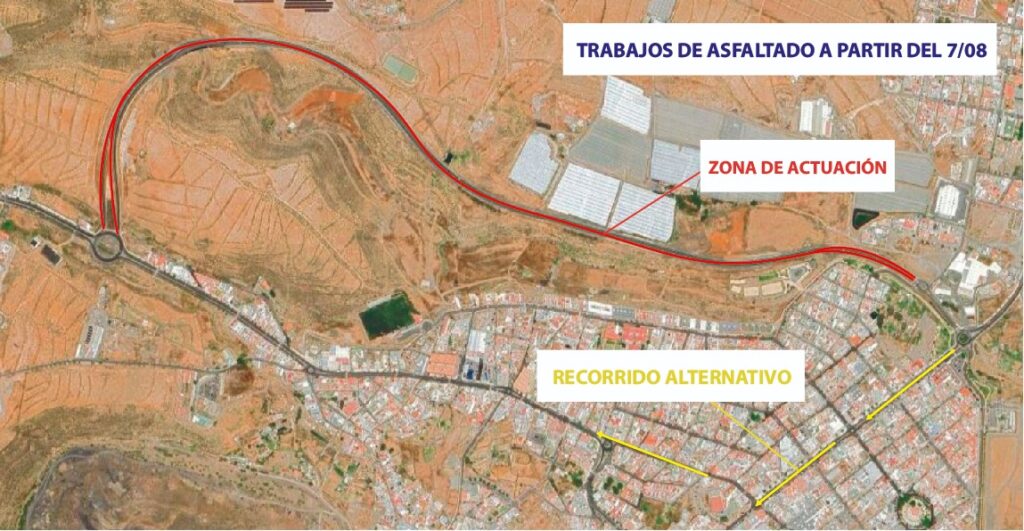 Obras Públicas del Cabildo renueva a partir del miércoles el asfalto de la circunvalación del Carrizal