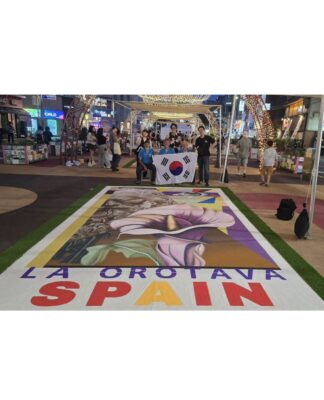 El colectivo Artearena lleva el arte efímero de las alfombras de La Orotava hasta Corea del Sur